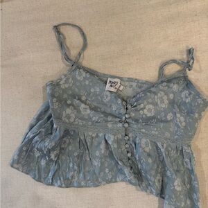 Princess Polly Light Blue Floral Blouse